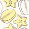 Stylized outline carambola seamless pattern