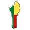Stylized outline map of Benin with national flag icon. Flag color map of Benin vector illustration
