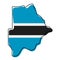 Stylized outline map of Botswana with national flag icon. Flag color map of Botswana vector illustration