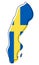 Stylized outline map of Sweden with national flag icon. Flag color map of Sweden vector illustration