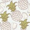 Stylized outline seamless pattern with pineapple