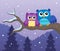 Stylized owls on branch theme image 1