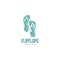 Stylized pair of three colored rubber flip flops logo template
