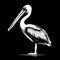 Stylized Pelican Silhouette: Clean Black-and-white Graphic Illustration