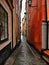 A stylized picture of the very narrow street in old Stockholm Gamla Stan