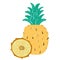 Stylized pineapple fruit and its slice