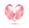 Stylized pink heart shape made by bird feather silhouette