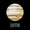 Stylized planet Jupiter isolated cartoon vector icon