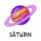 Stylized planet Saturn isolated cartoon vector image. Astronomic logo image. Media glyph icon