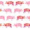Stylized polygonal pig vector background. Pig seamless pattern. Background of animals.