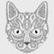 Stylized portrait of a cat. The head of a cat. Linear Art. Ornamental portrait. A pet. Mask. Tattoo. Art.
