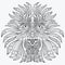 Stylized portrait of a lion. Ornamental portrait of a wild cat. The head of a predatory animal. Tattoo.