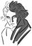 Stylized portrait of musician Beethoven isolated