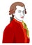 Stylized portrait of Wolfgang Amadeus Mozart.