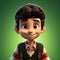 Stylized Portraiture: A Boy In A Green Shirt With A Plaid Vest