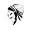 Stylized profile of the Indian chief in traditional ceremonial headdress.