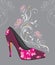 Stylized purple elegant female shoes