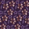 Stylized purple floral vector seamless pattern