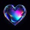 Stylized Rainbow Iridescent Opalescent Holographic Heart Icon Symbol. Futuristic Chromatic Aesthetic Y2K Heart