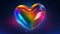 Stylized Rainbow Iridescent Opalescent Holographic Heart Icon Symbol. Futuristic Chromatic Aesthetic Y2K Heart