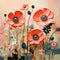 Stylized Realism Vibrant Poppies On Canvas Inspired By Beeple