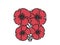 Stylized red poppies vector illustration. Simplified floral design with bold outlines. Concept of flowers, remembrance