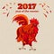 Stylized red rooster, chinese new year vector illustration