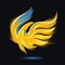 Stylized rising flying bird icon. Flame and fire. Phoenix or Eagle image