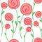 Stylized round red flowers