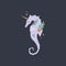 Stylized seahorse unicorn. Silhouette, graphic illustration of sea life. Summer holidays theme, nursery print. Good for party