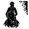 Stylized silhouette of a horse with a beautiful hairdo and a girl rider.