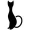 Stylized silhouette of a sitting black cat. Logo style