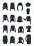 Stylized silhouettes of women\'s jackets