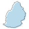 Stylized simple outline map of Mauritius icon. Blue sketch map of Mauritius vector illustration