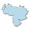 Stylized simple outline map of Venezuela icon. Blue sketch map of Venezuela vector illustration