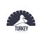 Stylized simplified turkey silhouette graphic logo template