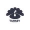 Stylized simplified turkey silhouette graphic logo template