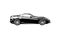 stylized sports car silhouette sketch. Side view of supercar. Black contour drawing isolated on white background