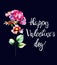 Stylized spring flowers with title Happy Valentines day