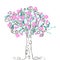 Stylized Spring Tree with Blooming Flowers