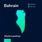 Stylized striped neon isometric vector  Bahrain map with 3d effect.