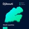 Stylized striped vector isometric 3d map of Djibouti.