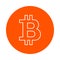 Stylized symbol of crypto currency bitcoin, monochrome round icon, flat style