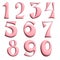 stylized three-dimensional pink numbers from 0 to 9, clipart