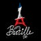 Stylized tower. Happy Bastille Day. France's national holiday. July 14. Concept of the holiday. Freedom. Handwritten