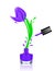 Stylized tulip flower made with splashes of purple nail polish