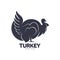 Stylized turkey silhouette graphic logo template