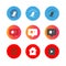 Stylized Twitter, Instagram, YouTube interface icon set in support of self-isolation and staying at home.