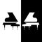 Stylized two Grand piano. Black and white composition. Vector flat design.