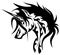 Stylized unicorn in black and white isolated